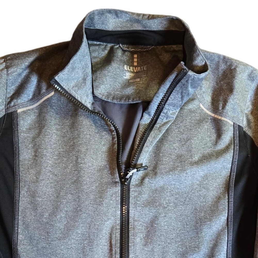 Elevate Womens Gray Black Full‎ Zip Jacket Lightweight Activewear Size L / G